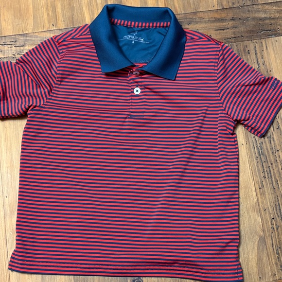 Children's Striped Polo Shirt - Red and Navy - Properly Tied - Picture 1 of 3